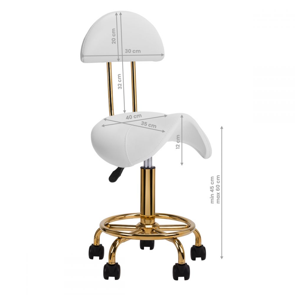 Taboret kosmetyczny złoto-biały 6001-G